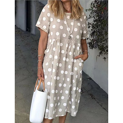 

Women's Maxi Gray Dress Shift Polka Dot S M
