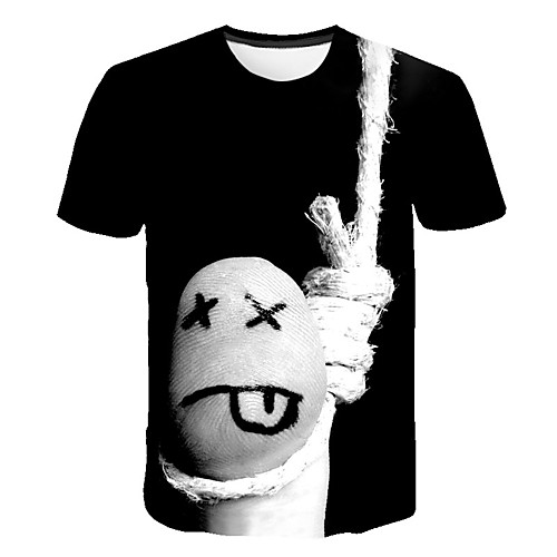 

Men's Daily Sports Street chic / Exaggerated T-shirt - Color Block / 3D / Cartoon Print Black