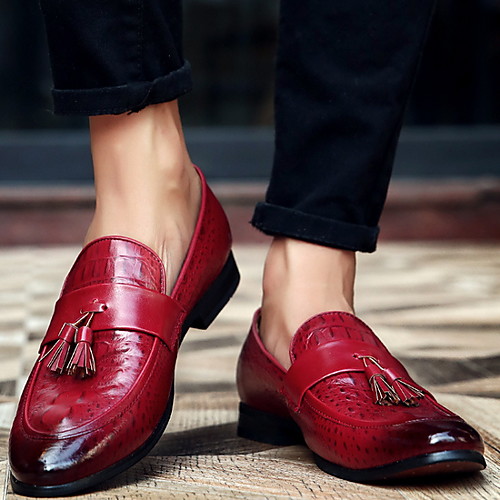 

Men's PU Spring & Summer Classic Loafers & Slip-Ons Red / Black