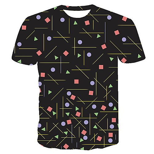 

Men's Daily Going out Basic T-shirt - Polka Dot / 3D / Visual Deception Print Black