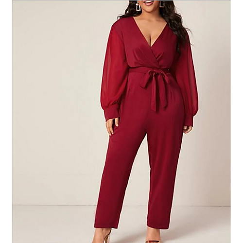 

Women's Basic Red Jumpsuit Onesie, Solid Colored XL XXL XXXL