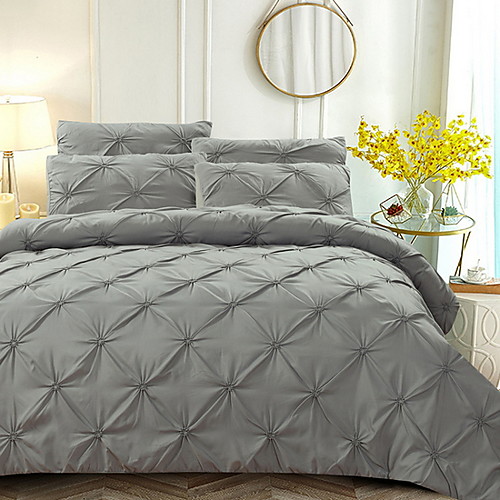 

Duvet Cover Sets 3 Piece Linen / Cotton Solid Colored Black Printed Simple