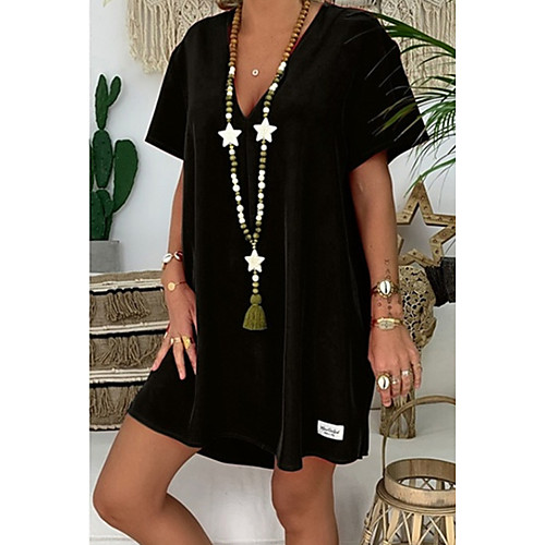 

Women's Purple Red Dress Summer Casual / Daily Loose Solid Color Deep V S M Loose