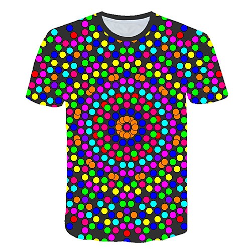 

Men's Daily Sports Street chic / Exaggerated T-shirt - Geometric / Color Block / 3D Print Rainbow