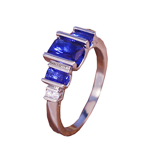 

Women's Ring Belle Ring AAA Cubic Zirconia 1pc Blue Copper Silver-Plated Irregular Statement Luxury Party Evening Gift Jewelry Geometrical Wearable