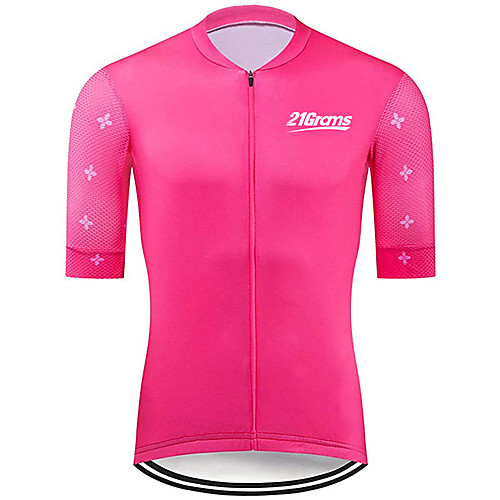 

21Grams Men's Short Sleeve Cycling Jersey 100% Polyester Fuchsia Floral Botanical Bike Jersey Top Mountain Bike MTB Road Bike Cycling UV Resistant Breathable Quick Dry Sports Clothing Apparel