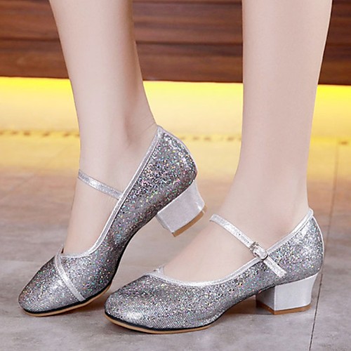 

Women's Modern Shoes PU Heel Thick Heel Dance Shoes Red / Gold / Silver