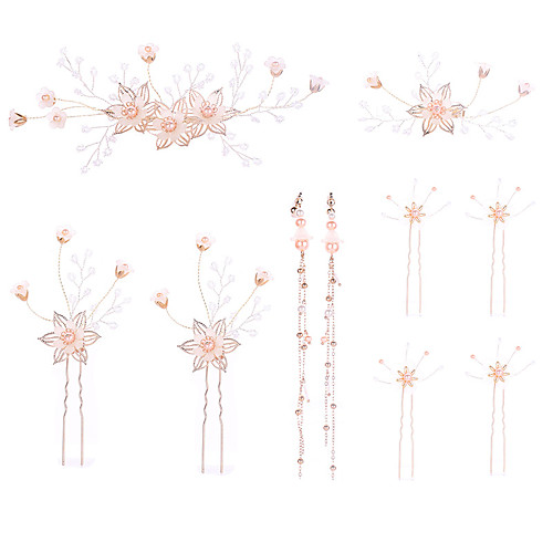

Women's Bridal Jewelry Sets Flower Stylish Imitation Pearl Earrings Jewelry Champagne For Wedding Party 1 set
