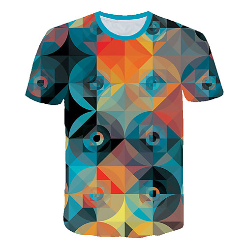 

Men's Daily Sports Street chic / Exaggerated T-shirt - Color Block / 3D / Graphic Print Rainbow