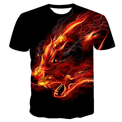 

Men's Daily Going out Basic T-shirt - 3D / Graphic / Cartoon Print Black