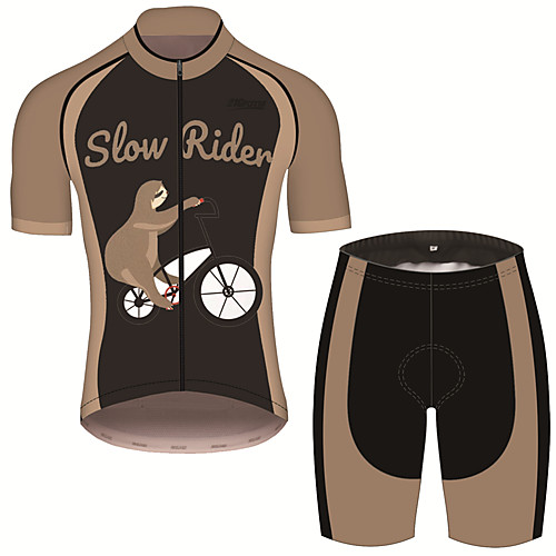 

21Grams Men's Short Sleeve Cycling Jersey with Shorts BrownGray Animal Sloth Bike Clothing Suit UV Resistant Breathable 3D Pad Quick Dry Sweat-wicking Sports Animal Mountain Bike MTB Road Bike