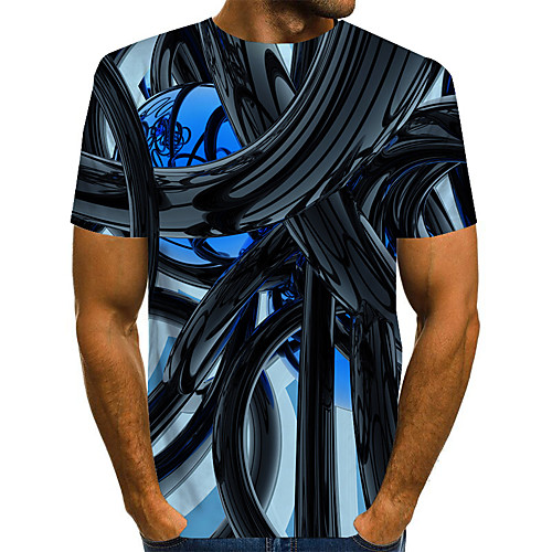 

Men's Daily Going out Basic / Street chic T-shirt - 3D / Graphic Print Black