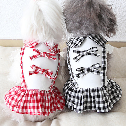 

Dog Costume Dress Dog Clothes Breathable Red Black Costume Beagle Bichon Frise Chihuahua Fabric Plaid / Check Bowknot Casual / Sporty Cute XS S M L XL
