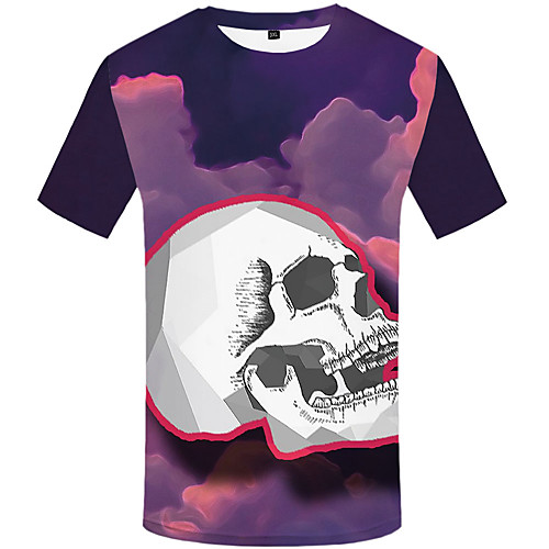 

Men's Daily Street chic T-shirt - 3D / Skull Print Rainbow