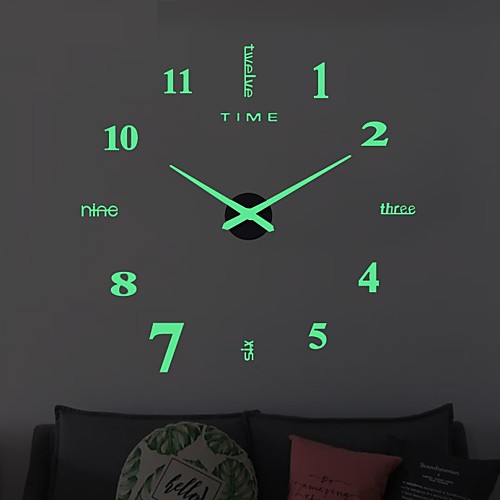 

Wall Clock Clocks Modern Design Watch Digital Large Big 3D DIY Home Decor Luminous Luminova Mirror Sticker