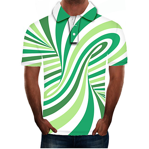 

Men's Daily Going out Street chic / Exaggerated Polo - Color Block / 3D / Graphic Green