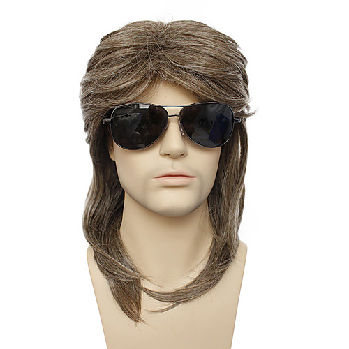 

Cosplay Hippies Rock Star Cosplay Wigs Men's Asymmetrical 19 inch Heat Resistant Fiber Curly Brown Brown Anime