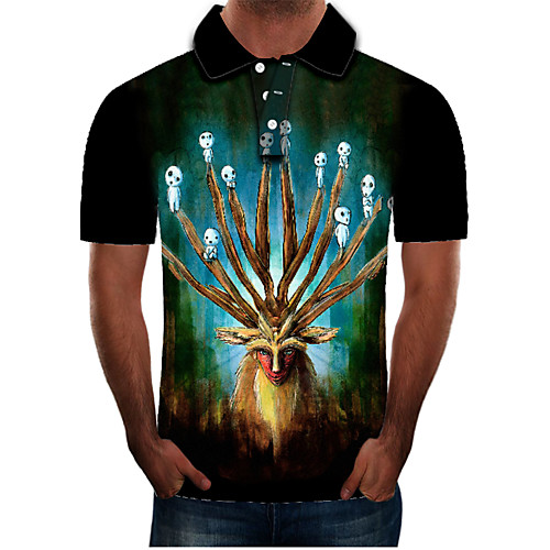 

Men's Daily Going out Street chic / Exaggerated Polo - Color Block / 3D / Graphic Black