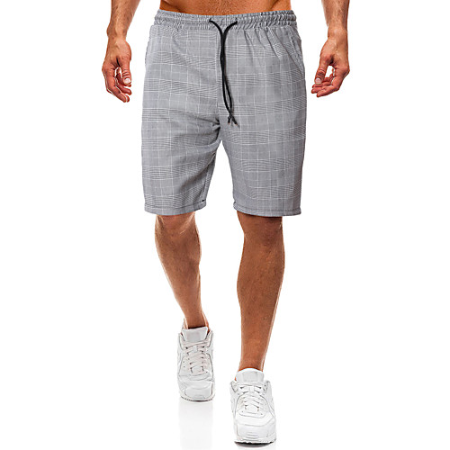 

Men's Basic Slim Shorts Pants - Plaid / Checkered Black & White, Classic / Drawstring White US34 / UK34 / EU42 US36 / UK36 / EU44 US38 / UK38 / EU46