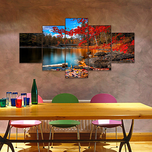 

AMJ Hot Sale Autumn Autumn Leaves Five-piece Painting Living Room Sofa Background Wall Decoration Canvas Picture Frameless Core