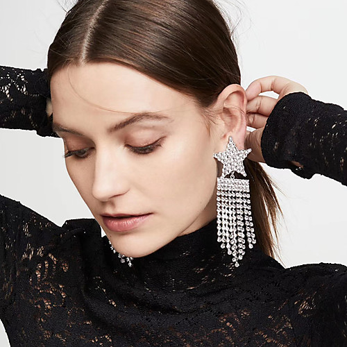

Women's Drop Earrings Hoop Earrings Earrings Geometrical Star Stylish Simple Punk Cool Silver Plated Gold Plated Imitation Diamond Earrings Jewelry Gold / Silver For Party Evening Gift Vacation