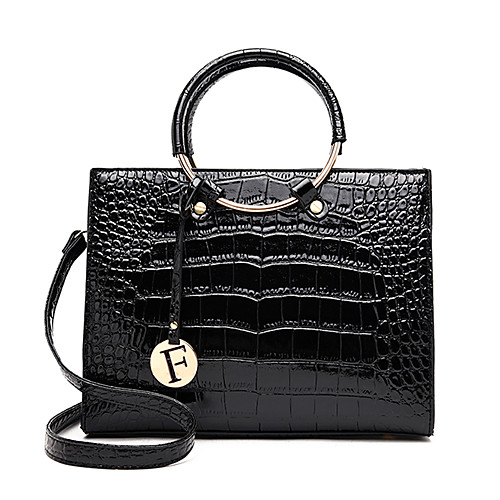 

Women's Zipper PU Top Handle Bag Solid Color Black / Brown / Red