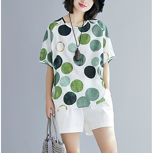 

Women's Daily T-shirt - Polka Dot Yellow