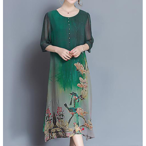 

Women's Green Dress Shift Geometric M L