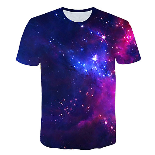 

Men's Daily Sports Basic / Exaggerated T-shirt - Galaxy / Color Block / 3D Print Rainbow