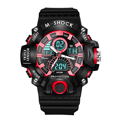 

Men's Sport Watch Quartz Sporty Stylish Rubber Black 30 m Water Resistant / Waterproof Calendar / date / day Chronograph Analog - Digital Outdoor Cool - Red Green Blue Two Years Battery Life