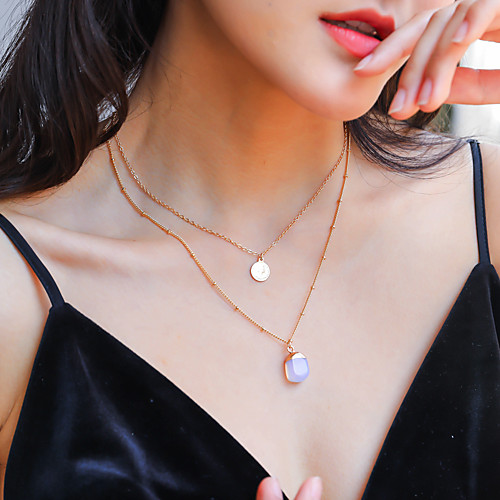 

Women's Pendant Necklace Necklace Layered Necklace Stacking Stackable Lucky Simple Classic Vintage Trendy Chrome Gold 45 cm Necklace Jewelry 1pc For Anniversary Street Birthday Party Beach Festival