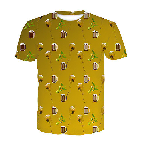 

Men's Party Club T-shirt - 3D / Beer Print Yellow