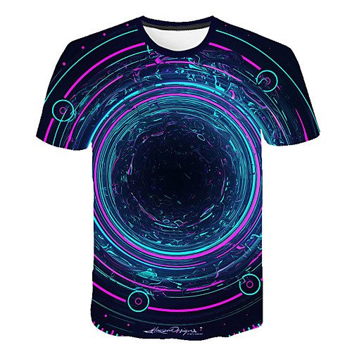 

Men's Daily Sports Street chic / Exaggerated T-shirt - Geometric / Color Block / 3D Print Rainbow