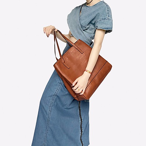 

Women's PU Top Handle Bag Solid Color Brown / Black