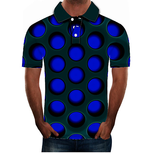 

Men's Daily Going out Street chic / Exaggerated Polo - Color Block / 3D / Graphic Blue