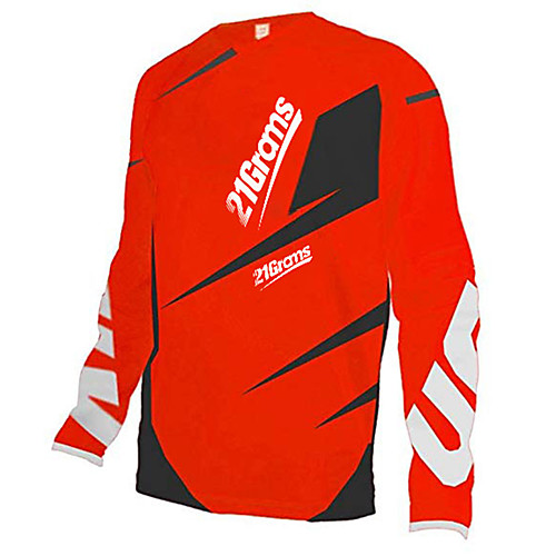 

21Grams Men's Long Sleeve Cycling Jersey Downhill Jersey Dirt Bike Jersey 100% Polyester Black / Red Stripes Bike Jersey Top Mountain Bike MTB Road Bike Cycling UV Resistant Breathable Quick Dry