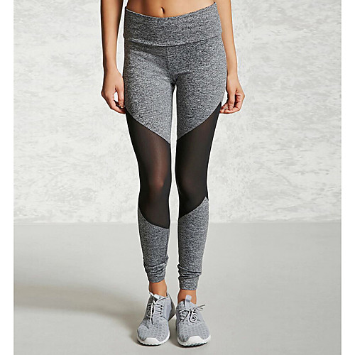 

Women's Yoga Sporty Legging - Color Block, Print Mid Waist Black Gray S M L