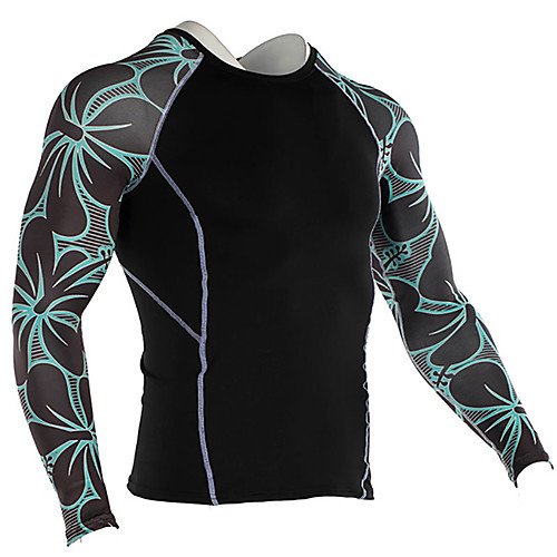 

Men's Patchwork Compression Shirt Running Shirt Running Active Training Jogging Windproof Breathable Soft Sportswear Compression Clothing Top Long Sleeve Activewear Stretchy