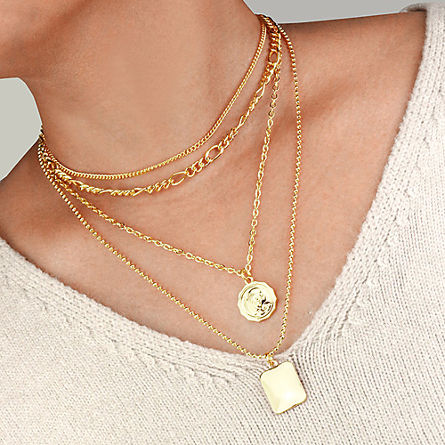 

Women's Pendant Necklace Necklace Layered Necklace Stacking Stackable Lucky Simple Classic Vintage Trendy Chrome Gold 57 cm Necklace Jewelry 1pc For Anniversary Street Birthday Party Beach Festival