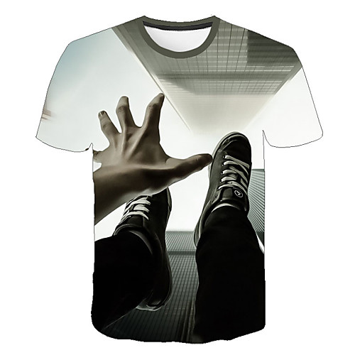 

Men's Daily Sports Street chic / Exaggerated T-shirt - Color Block / 3D / Portrait Print Black