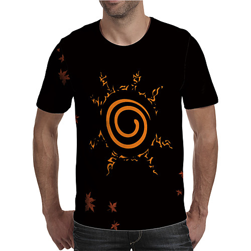 

Men's Holiday Going out Street chic / Exaggerated T-shirt - Geometric / Color Block / 3D Print Rainbow