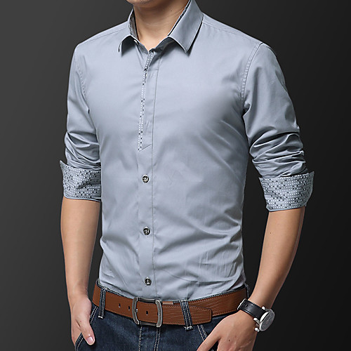 

Men's Party Work Business / Elegant Shirt - Geometric / Solid Colored / Camo / Camouflage White, Print Dusty Blue