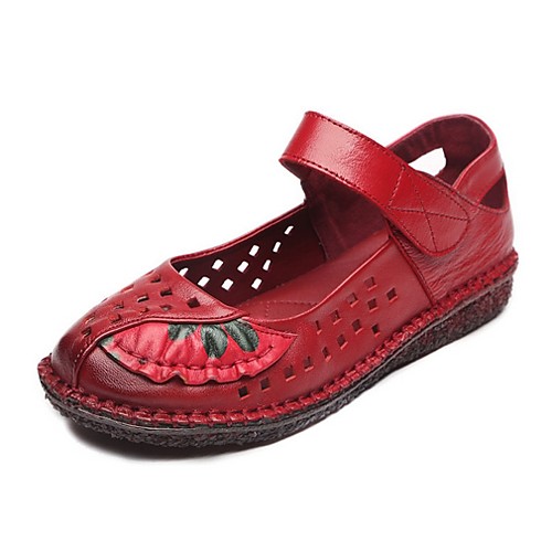 

Women's Sandals Flat Heel Round Toe PU Spring & Summer Purple / Red / Black