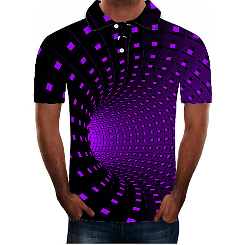 

Men's Daily Going out Street chic / Exaggerated Polo - Color Block / 3D / Graphic Purple