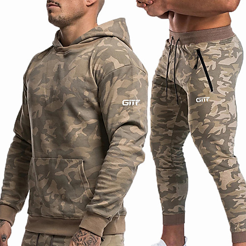 

Men's 2-Piece Tracksuit Sweatsuit Jogging Suit 2pcs Running Fitness Jogging Breathable Soft Sportswear Athletic Clothing Set Long Sleeve Activewear Micro-elastic Skinny