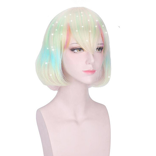 

Land of the Lustrous Diamond Cosplay Wigs Women's Bob Straight bangs 13 inch Heat Resistant Fiber kinky Straight colorful Blonde Anime