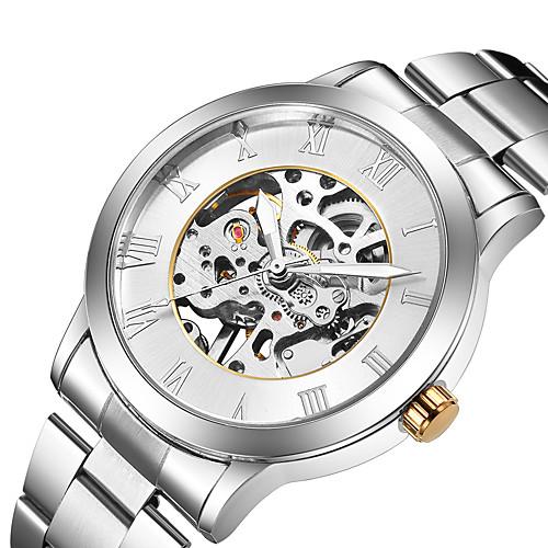 

Men's Dress Watch Mechanical manual-winding Modern Style Stylish Leather Black 30 m Water Resistant / Waterproof Casual Watch Analog Skull Fashion - Black White One Year Battery Life