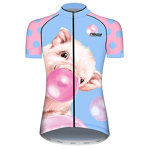 

21Grams Women's Short Sleeve Cycling Jersey BluePink Animal Balloon Pig Bike Jersey Top Mountain Bike MTB Road Bike Cycling UV Resistant Breathable Quick Dry Sports Clothing Apparel / Stretchy