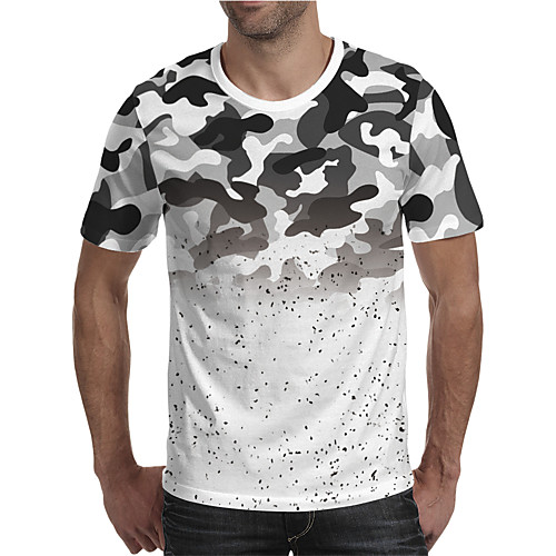 

Men's Holiday Going out Street chic / Exaggerated T-shirt - Geometric / Color Block / 3D Print Rainbow