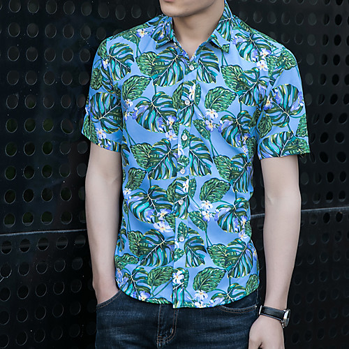

Men's Daily Weekend Basic / Elegant Shirt - Floral / 3D Yellow